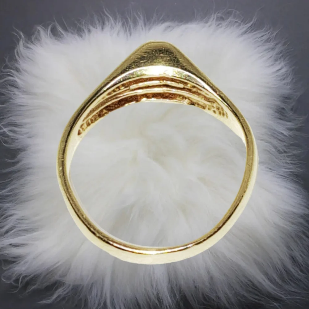 SOLID 14k Yellow Gold Ring Set with 2 Small Round Diamonds